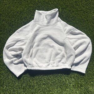 Lululemon White looped Terry Fleece funnel Neck athletic yoga Sweater